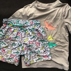 Cat & Jack swim shorts and short sleeve rash guard size 5T